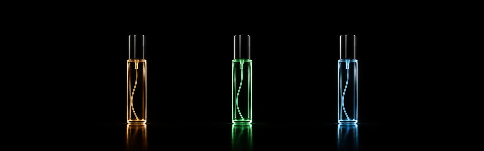 Three Fragrance IQ decants standing together as a rotation